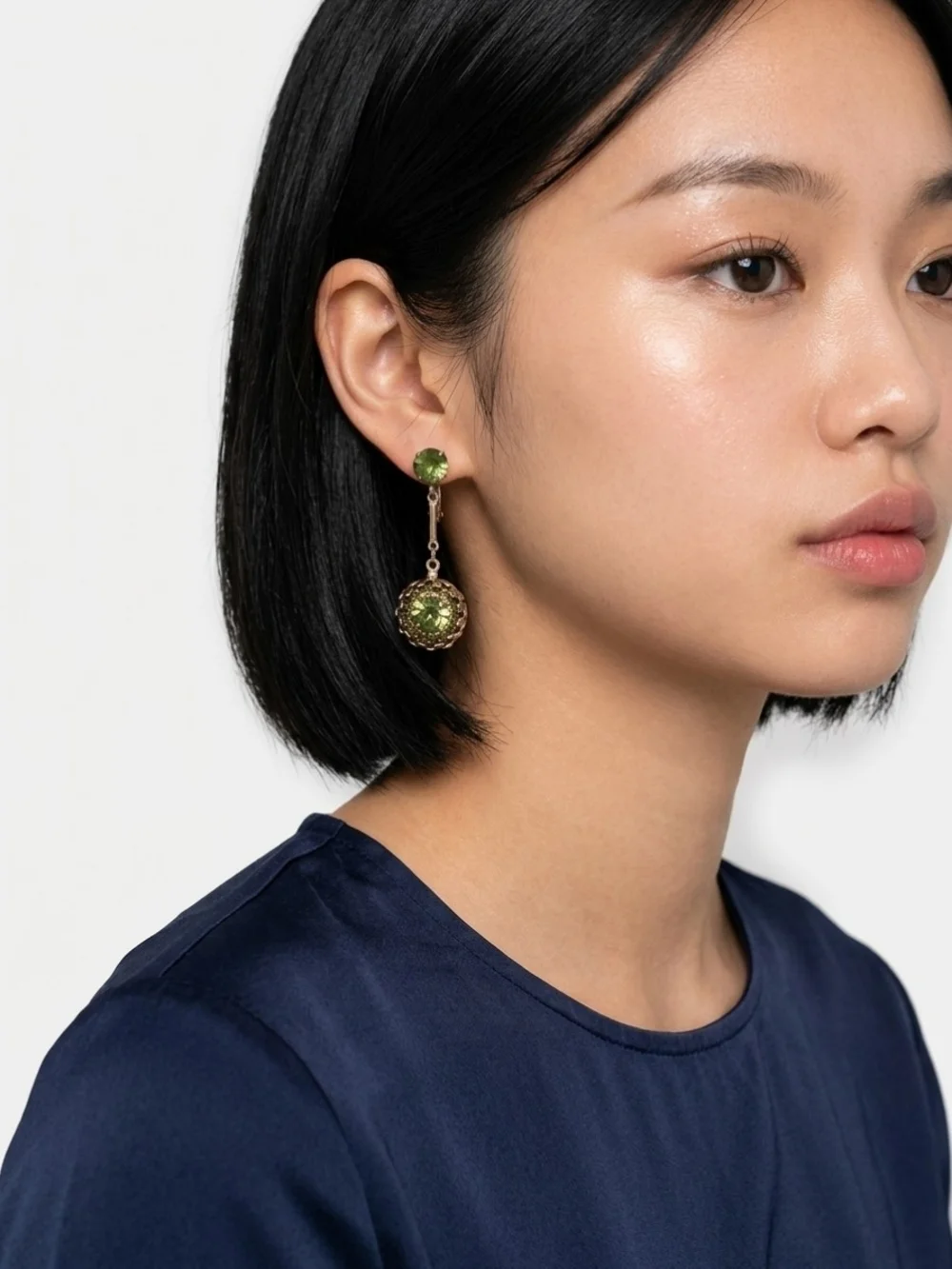 Vintage Green Crystal Drop Earrings